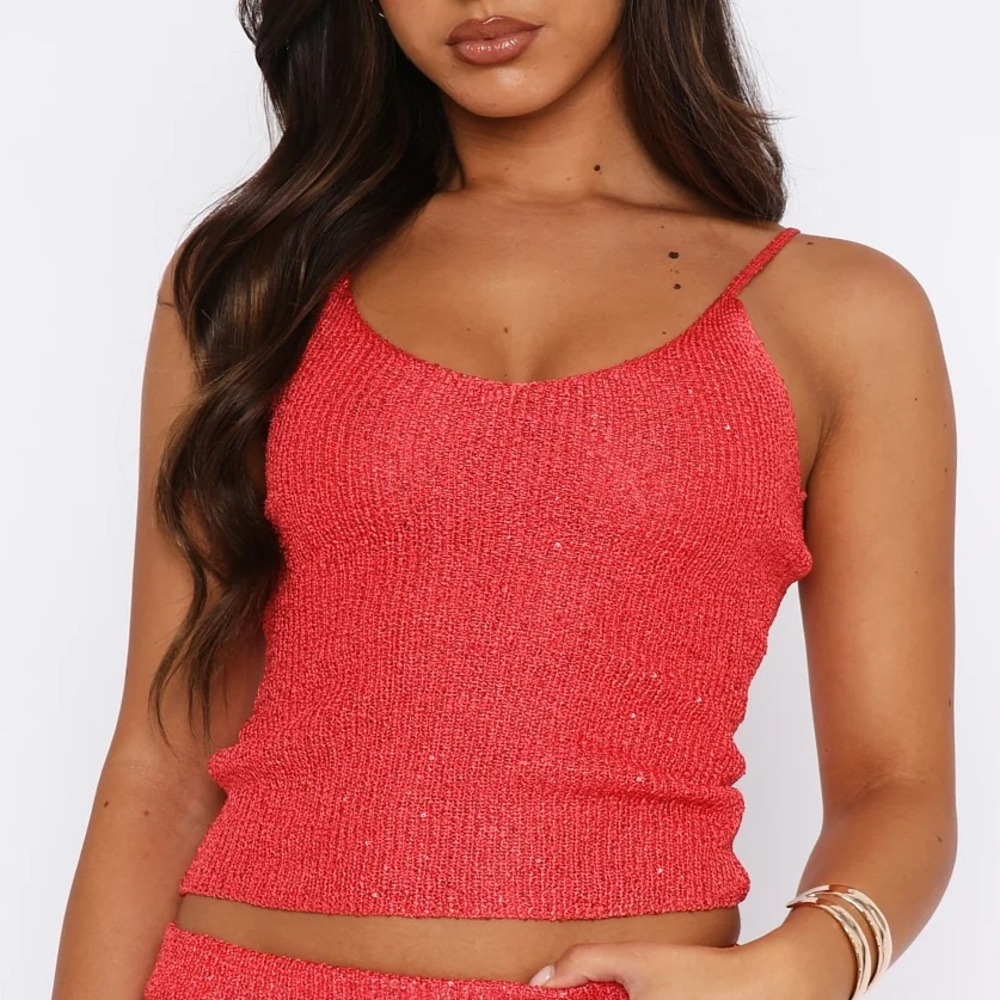 White Fox Love Galore Sequin Knit Tank Top